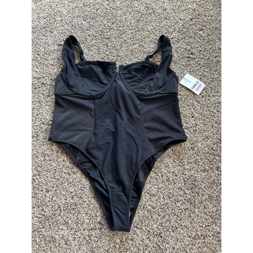 Swimsuits For All sz 1XL SWIMSUIT Camille Kostek Bathing Suit Ribbed F24